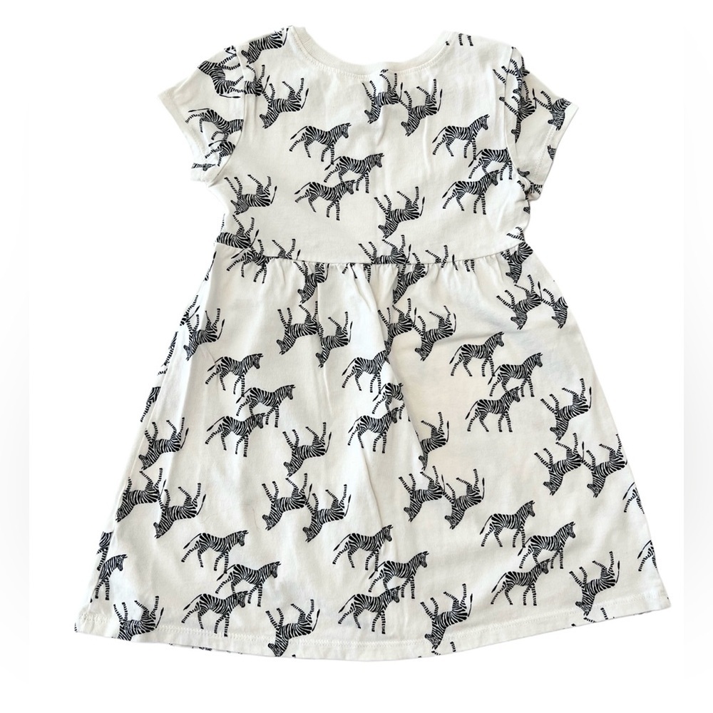 Old Navy Zebra Print Short Sleeve Kids Dress - Black and White | Girls 3T - Picture 3 of 5
